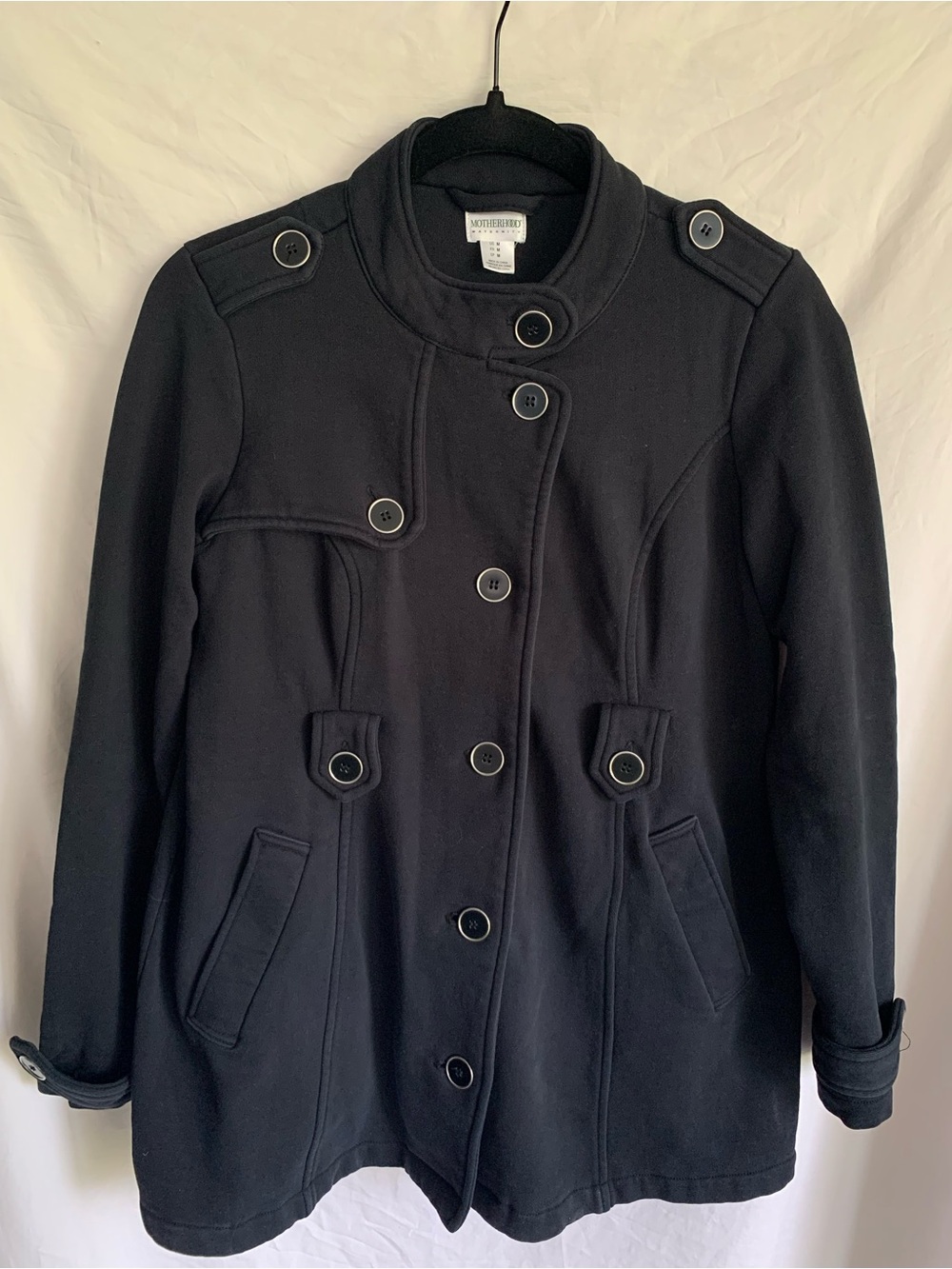 Motherhood Black Military-Style Maternity Coat